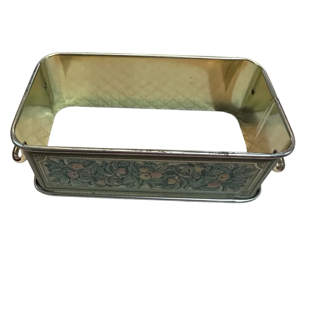 Vintage Metal Fruit Design Tray with‎ Handles 7.5 Inch Length